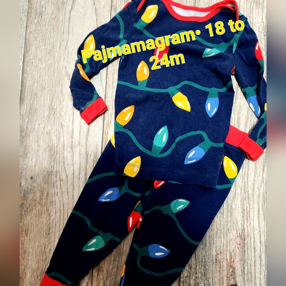 PAJAMAGRAM toddler pjs Holiday Lights NWOT! 18 to 24m